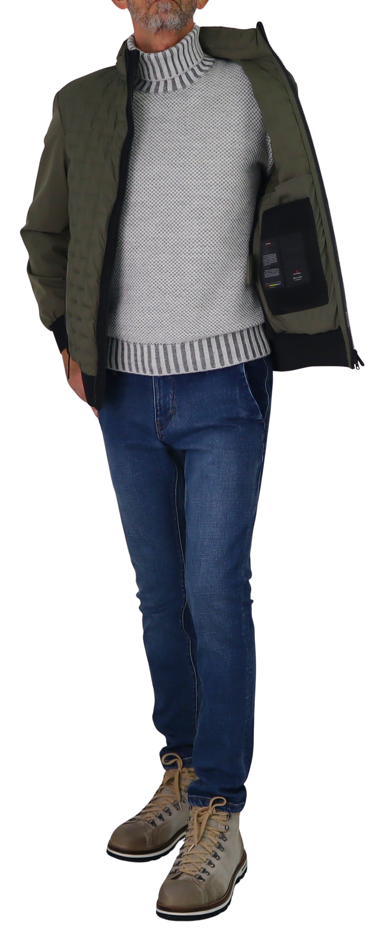 PEUTEREY giubbotto uomo bimateriale piuma KILDIN BMAT PEU542101191969 689 VERDE inverno 2025