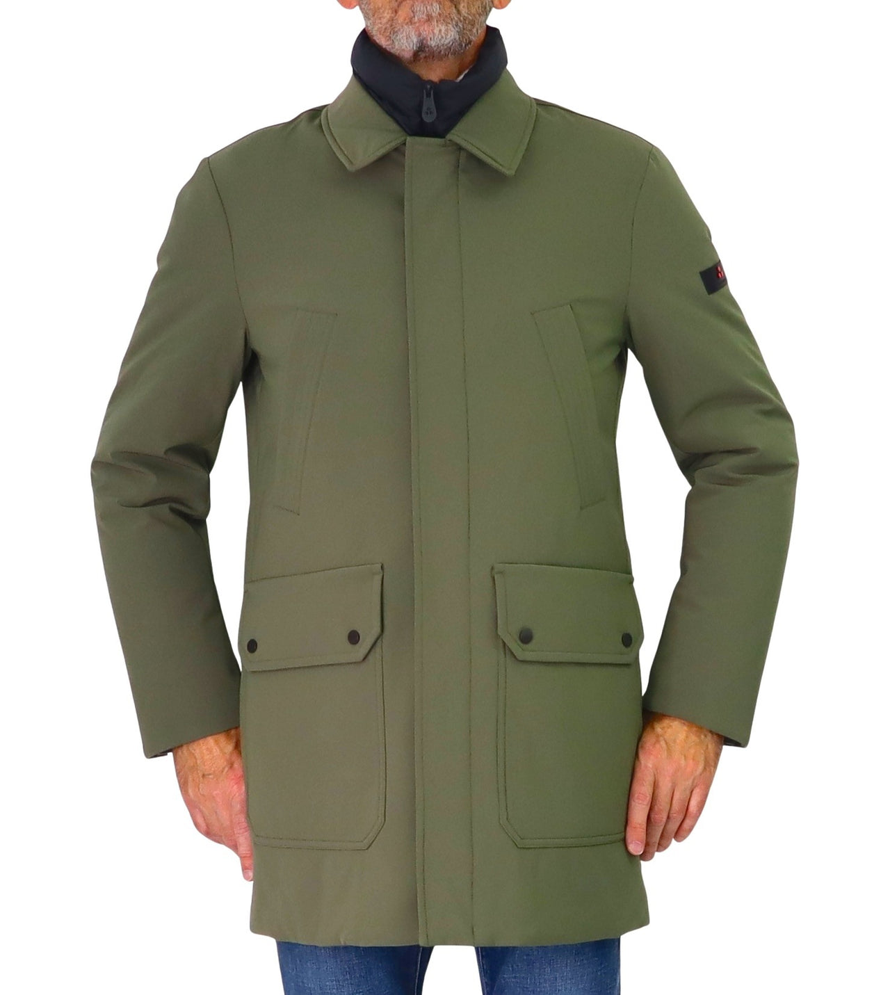 PEUTEREY giubbotto uomo carcoat doppio collo piuma LOCH TJ PEU557301191942 689 VERDE inverno 2025