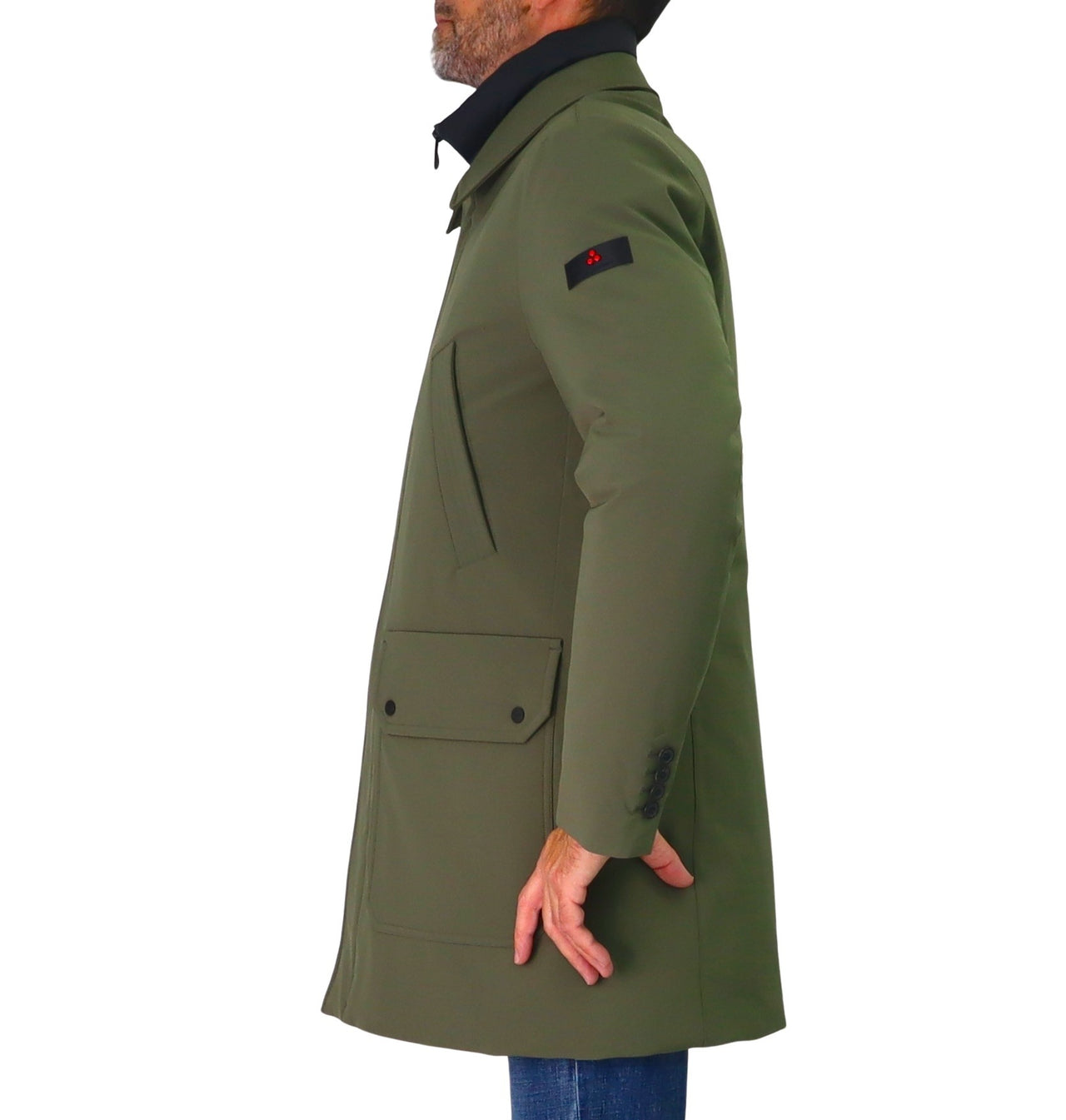 PEUTEREY giubbotto uomo carcoat doppio collo piuma LOCH TJ PEU557301191942 689 VERDE inverno 2025