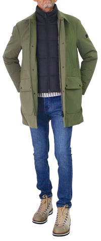 Thumbnail for PEUTEREY giubbotto uomo carcoat doppio collo piuma LOCH TJ PEU557301191942 689 VERDE inverno 2025