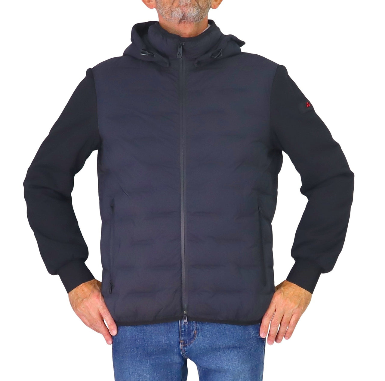 PEUTEREY giubbotto uomo bimateriale cappuccio HOLZER SJN BMAT PEU520601191802 215 BLU inverno 2025