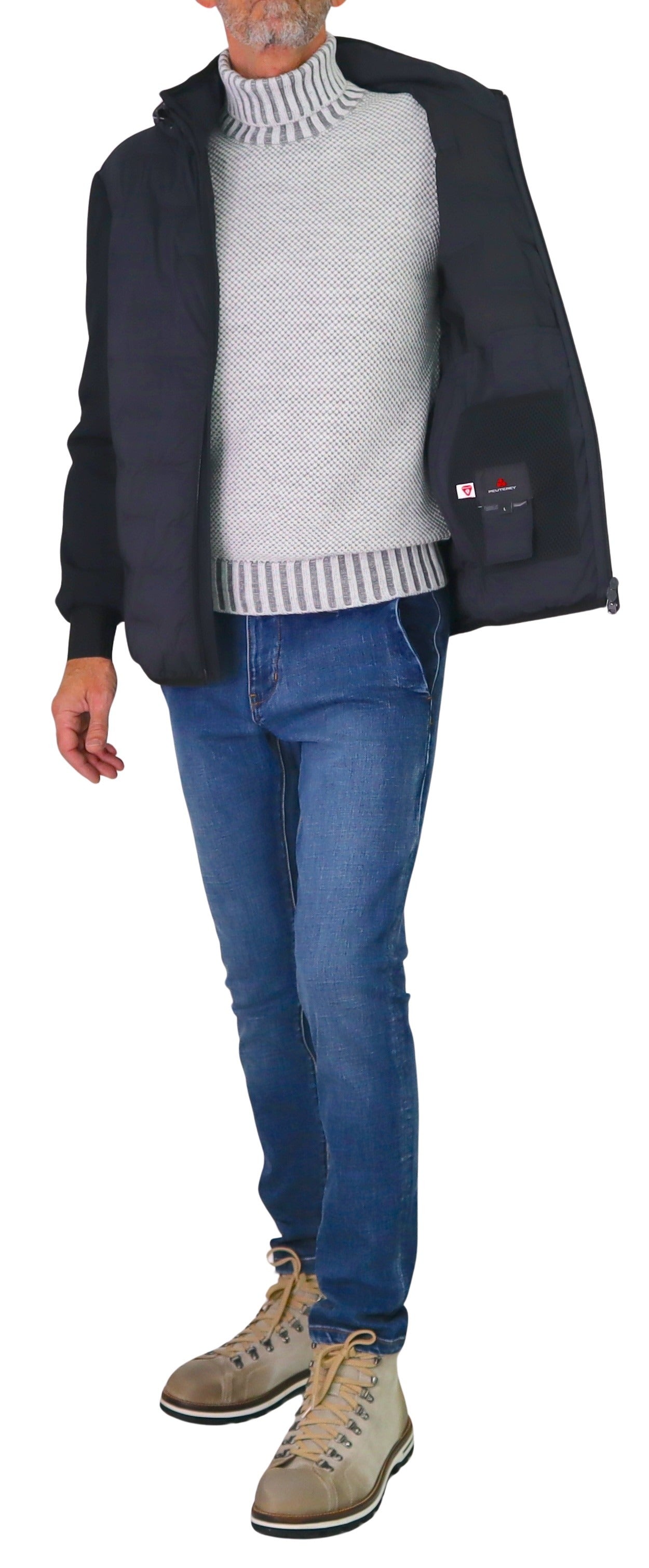 PEUTEREY giubbotto uomo bimateriale cappuccio HOLZER SJN BMAT PEU520601191802 215 BLU inverno 2025