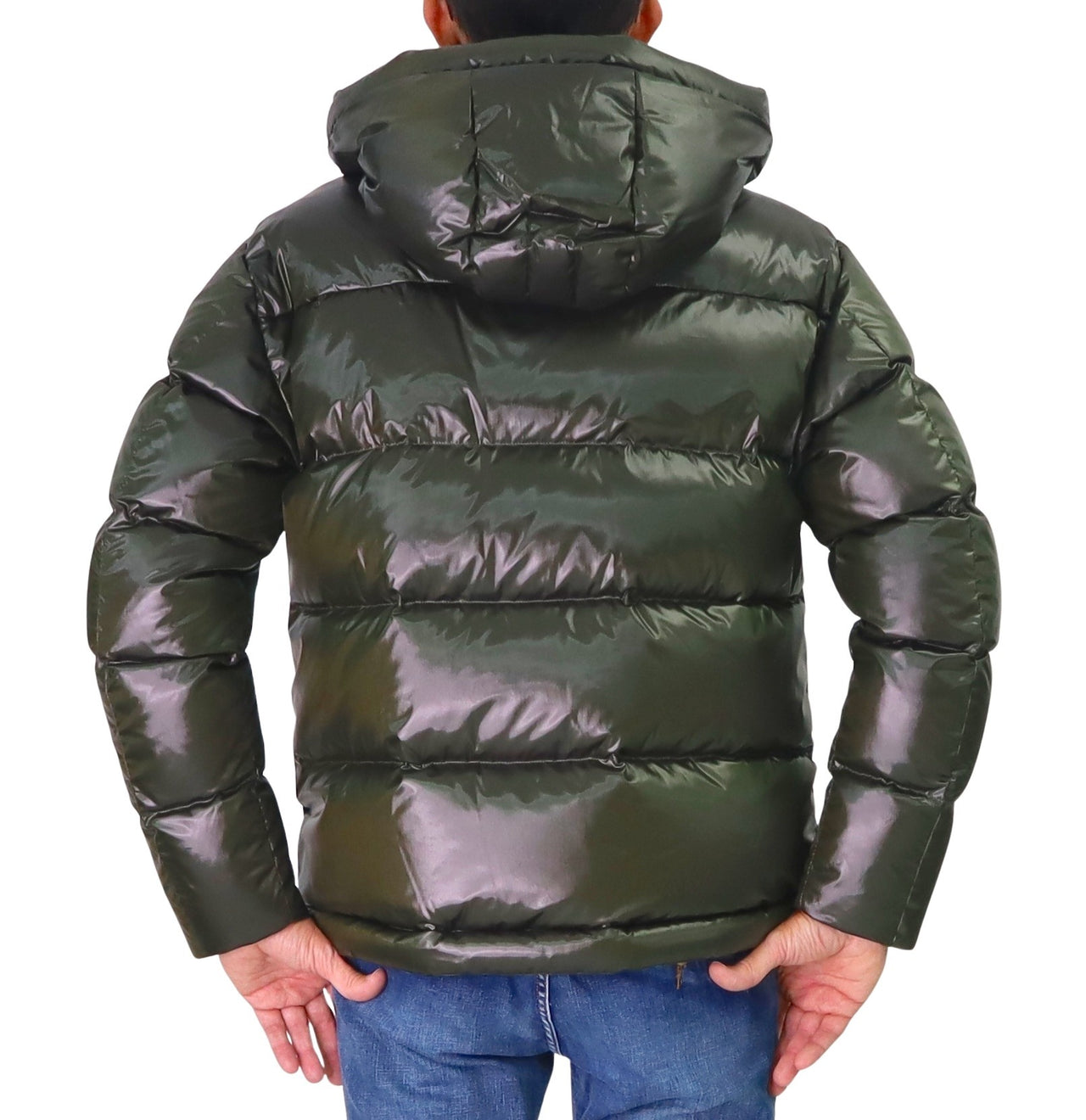 PEUTEREY giubbotto uomo piuma cangiante cappuccio JEMI KSG PEU559501181998 669 VERDE inverno 2025
