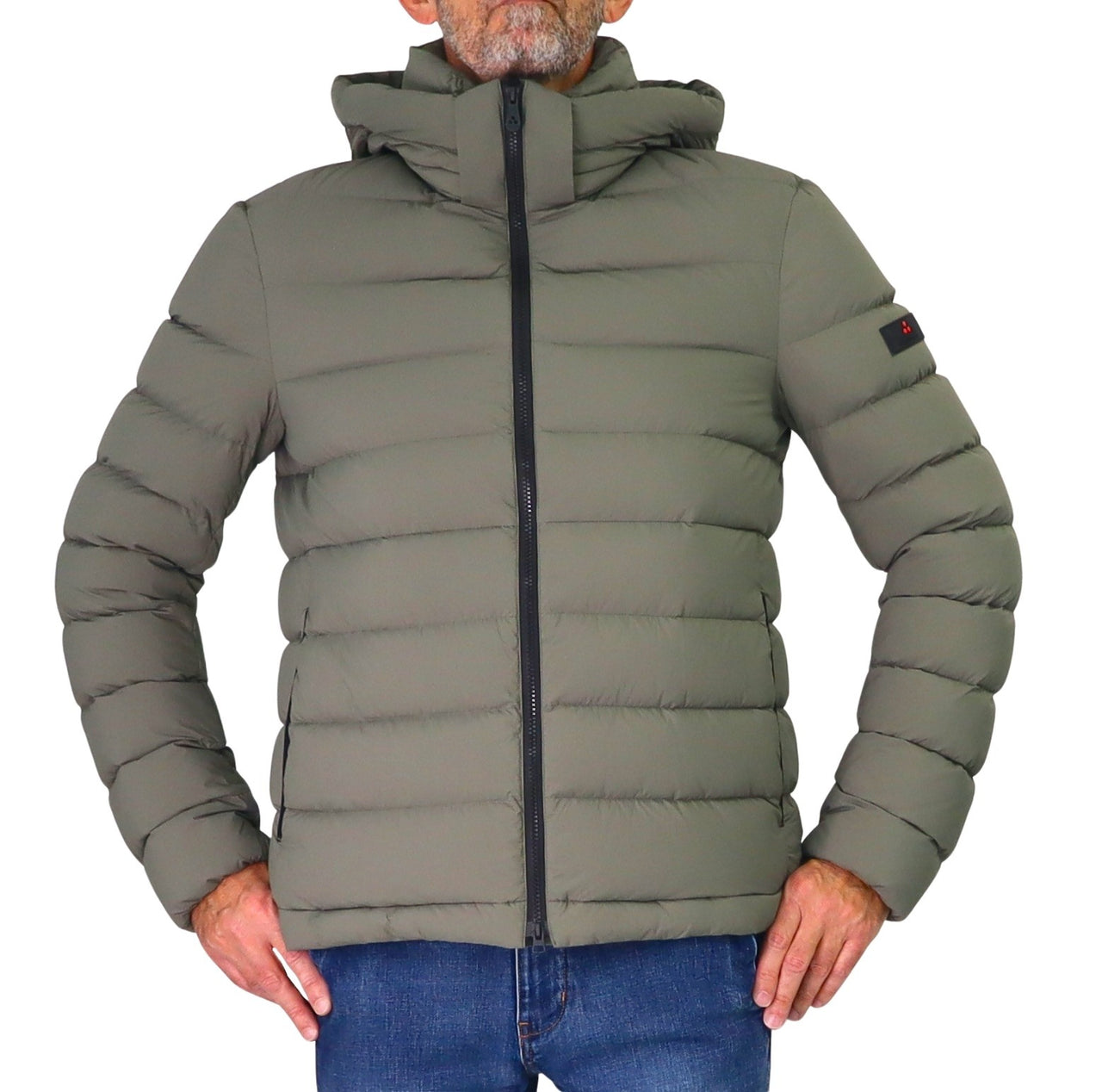 PEUTEREY giubbotto uomo bomber piuma cappuccio BOGGS 04 PEU558201181971 689 VERDE inverno 2025