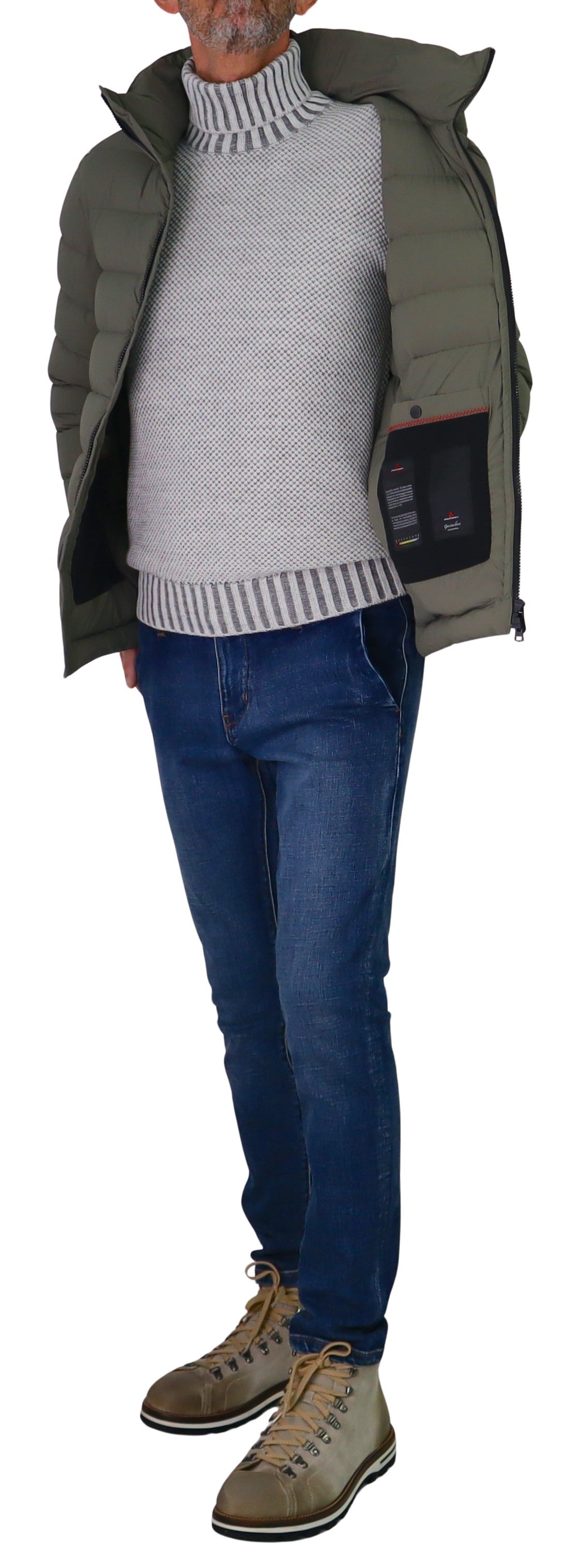 PEUTEREY giubbotto uomo bomber piuma cappuccio BOGGS 04 PEU558201181971 689 VERDE inverno 2025