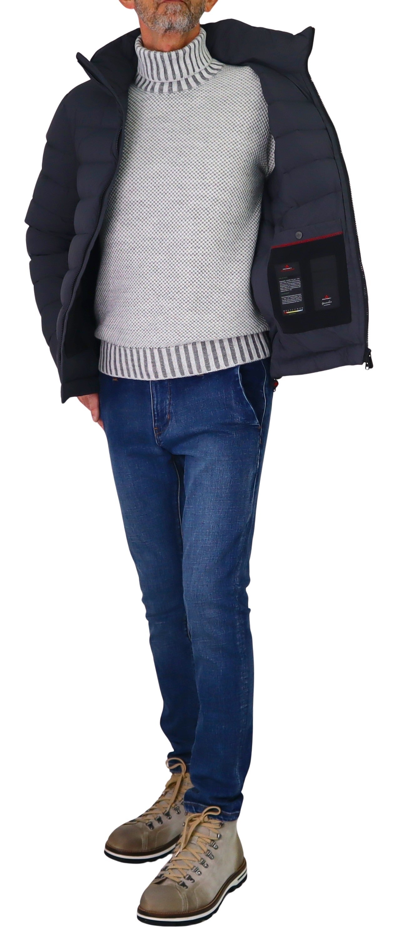 PEUTEREY giubbotto uomo bomber piuma cappuccio BOGGS 04 PEU558201181971 799 GRIGIO inverno 2025