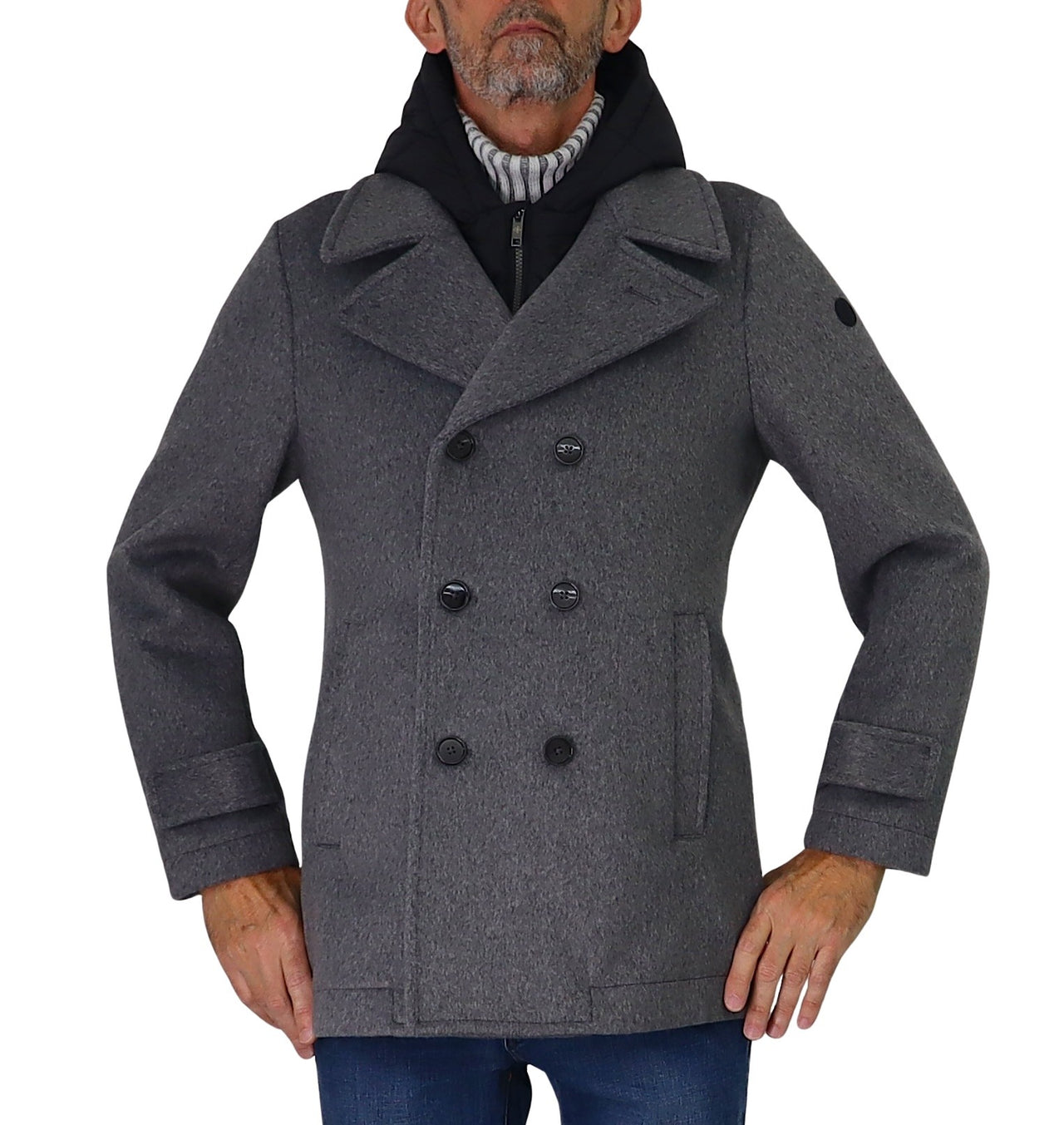 DISTRETTO 12 giubbotto uomo cappotto PEACOAT MANC HESTER GB1507 7209 GRIGIO inverno 2025