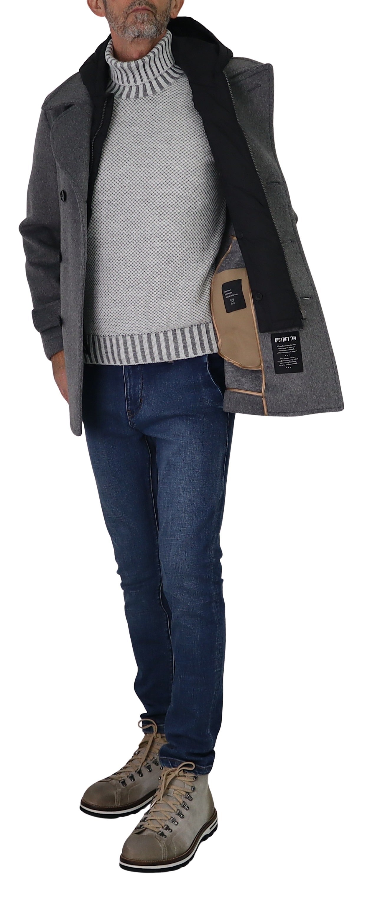 DISTRETTO 12 giubbotto uomo cappotto PEACOAT MANC HESTER GB1507 7209 GRIGIO inverno 2025