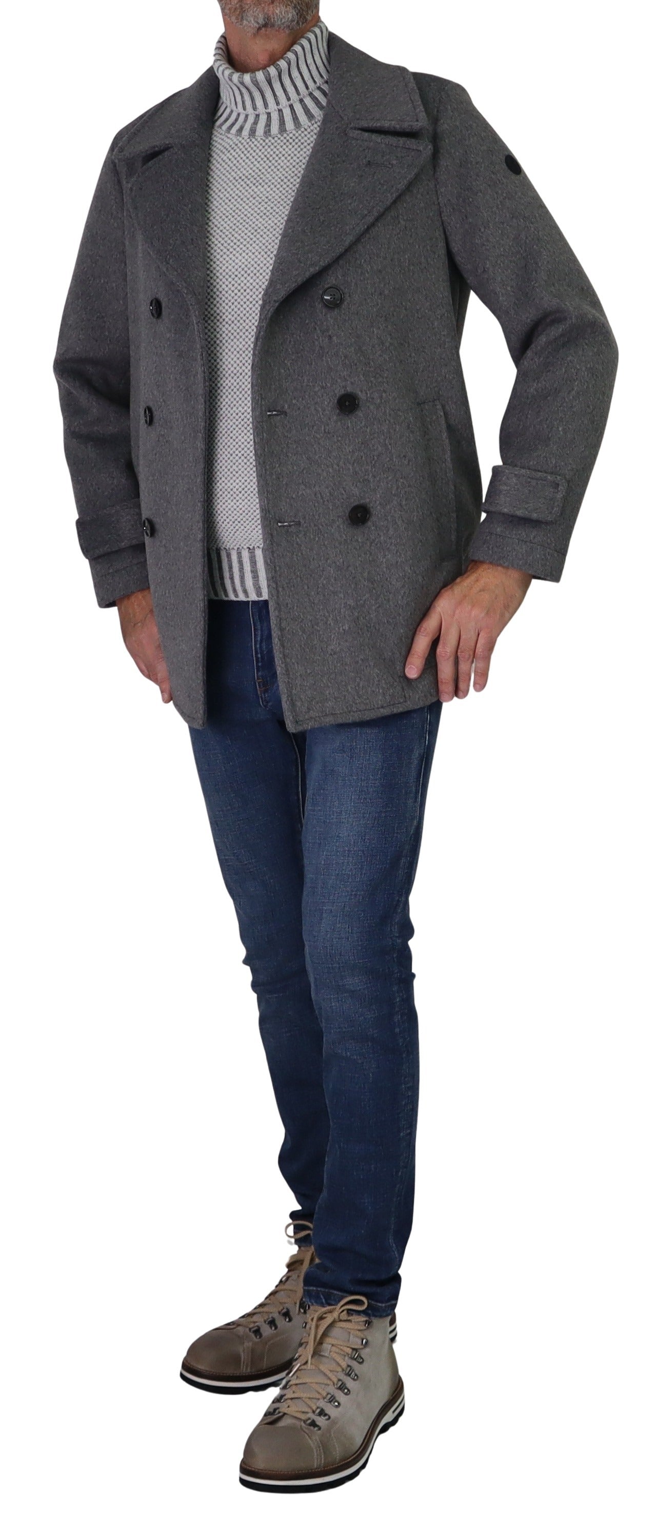 DISTRETTO 12 giubbotto uomo cappotto PEACOAT MANC HESTER GB1507 7209 GRIGIO inverno 2025