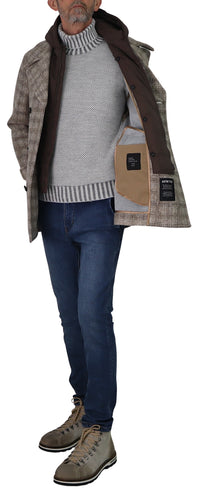 Thumbnail for DISTRETTO 12 giubbotto uomo cappotto cappuccio PEACOAT LEE DS GB1510 2541 BEIGE MARRONE inverno 2025