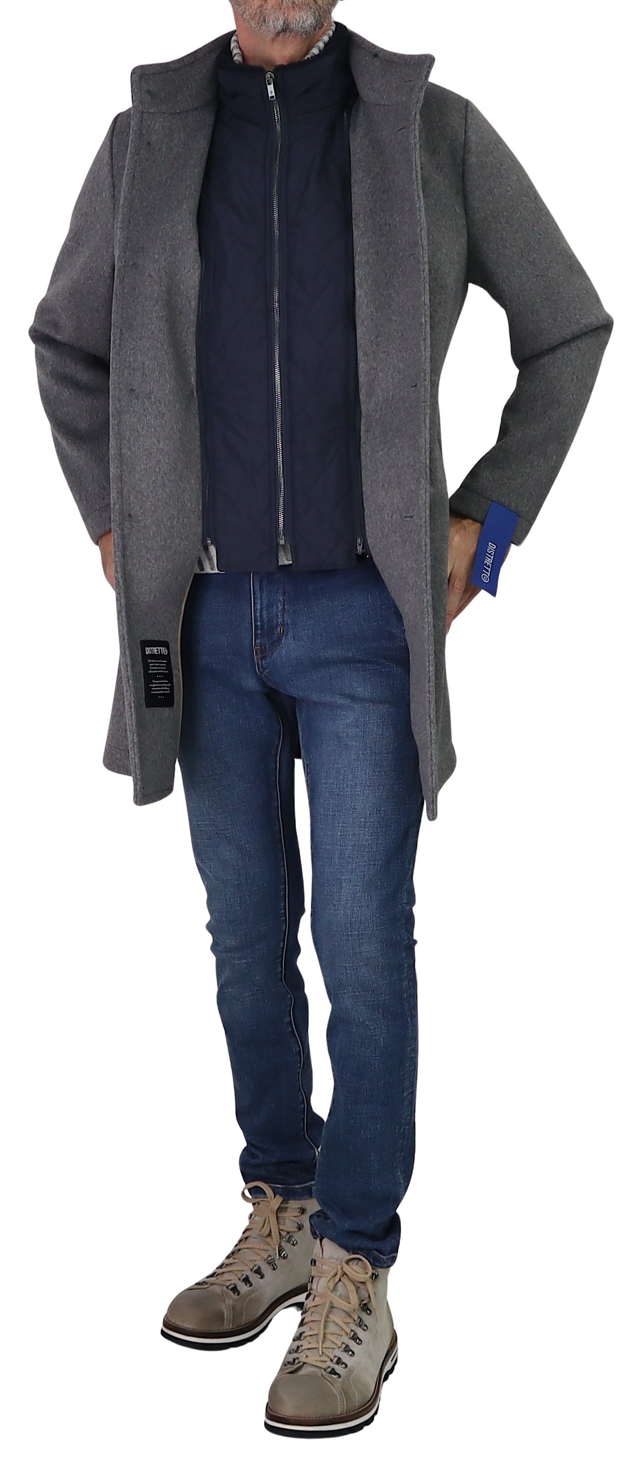 DISTRETTO 12 giubbotto uomo cappotto MANC HESTER CP1550 7203 GRIGIO BLU inverno 2025