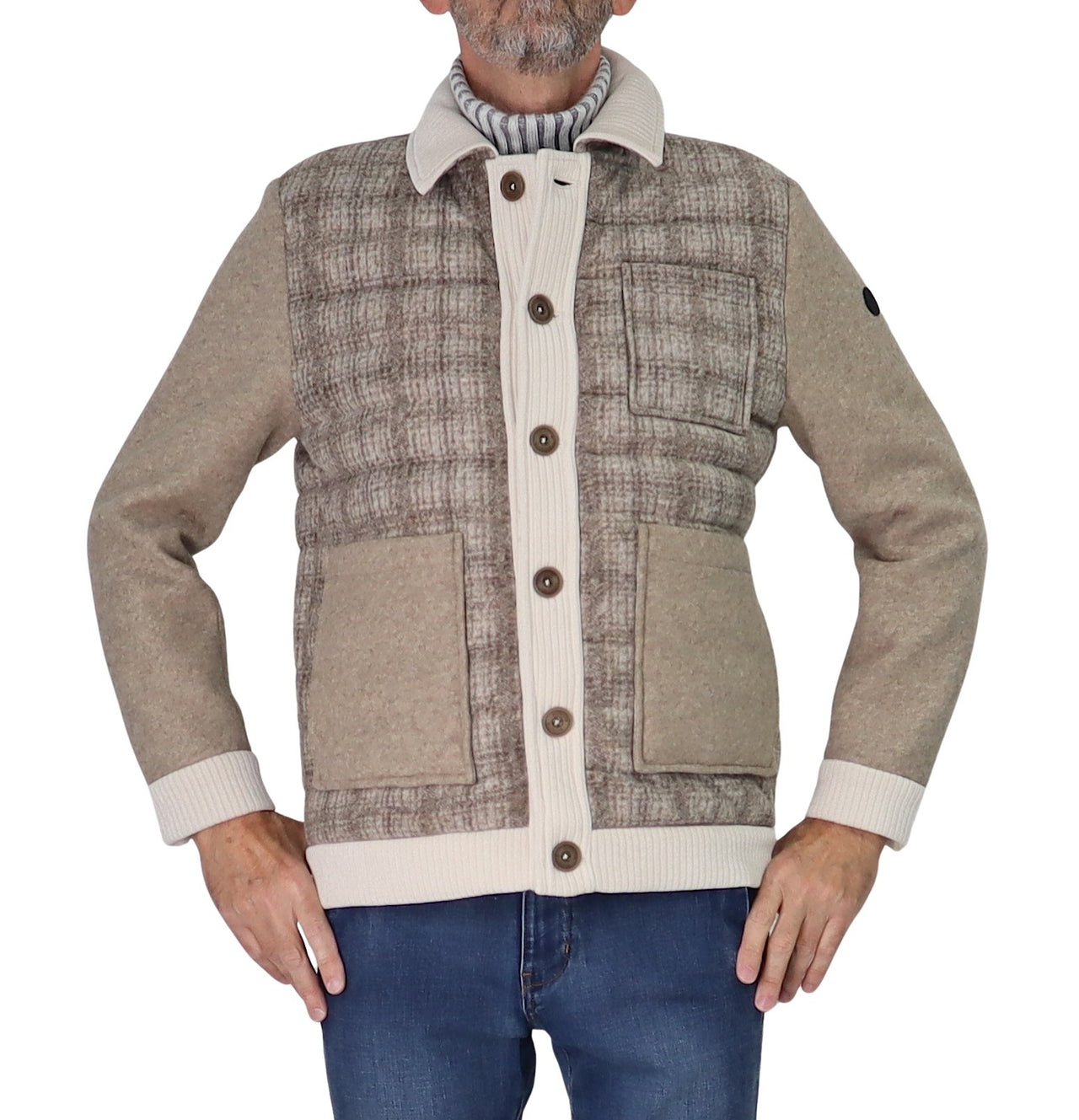 DISTRETTO 12 giubbotto uomo aviatore lana corto URBAN GENT GI2331 0025 TORTORA BEIGE inverno 2025