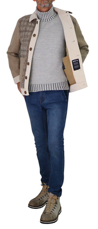Thumbnail for DISTRETTO 12 giubbotto uomo aviatore lana corto URBAN GENT GI2331 0025 TORTORA BEIGE inverno 2025