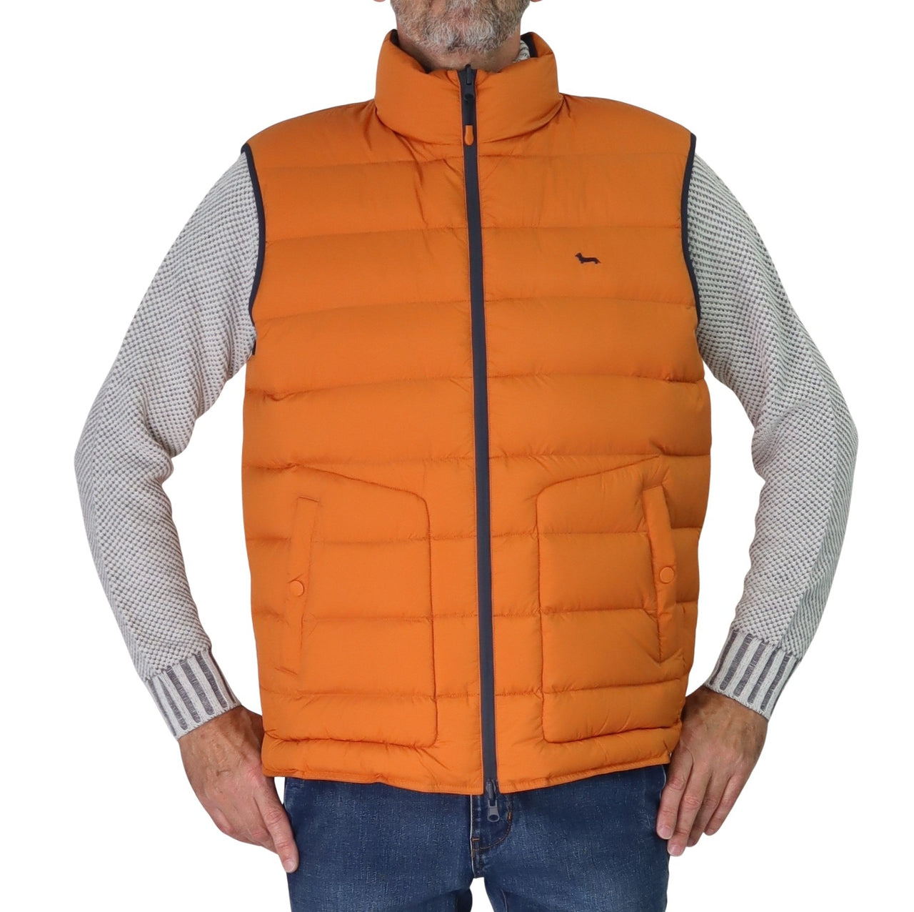 HARMONT&BLAINE gilet uomo smanicato piuma double face K0P176 040332 416 ARANCIO BLU inverno 2025