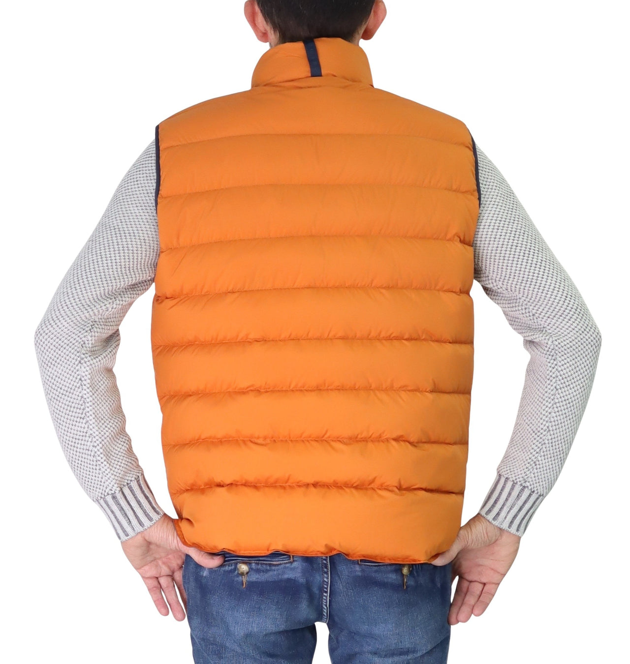 HARMONT&BLAINE gilet uomo smanicato piuma double face K0P176 040332 416 ARANCIO BLU inverno 2025