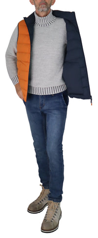 Thumbnail for HARMONT&BLAINE gilet uomo smanicato piuma double face K0P176 040332 416 ARANCIO BLU inverno 2025