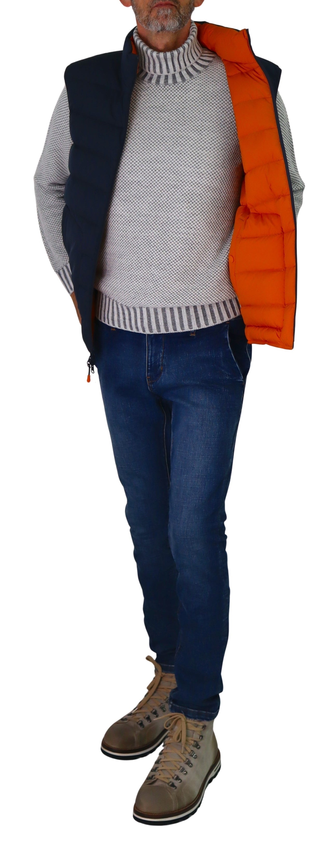 HARMONT&BLAINE gilet uomo smanicato piuma double face K0P176 040332 416 ARANCIO BLU inverno 2025