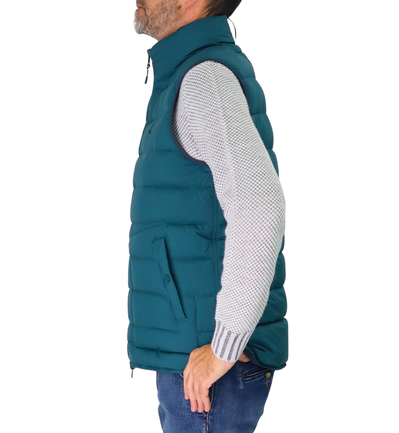 HARMONT&BLAINE gilet uomo smanicato piuma double face K0P176 040332 843 VERDE BLU inverno 2025