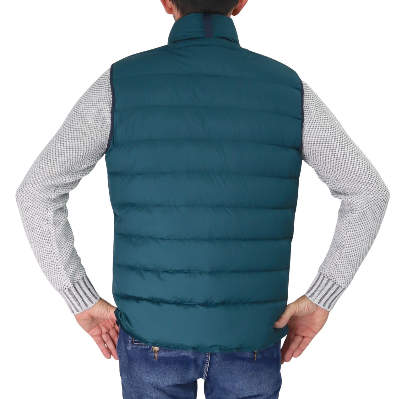 HARMONT&BLAINE gilet uomo smanicato piuma double face K0P176 040332 843 VERDE BLU inverno 2025