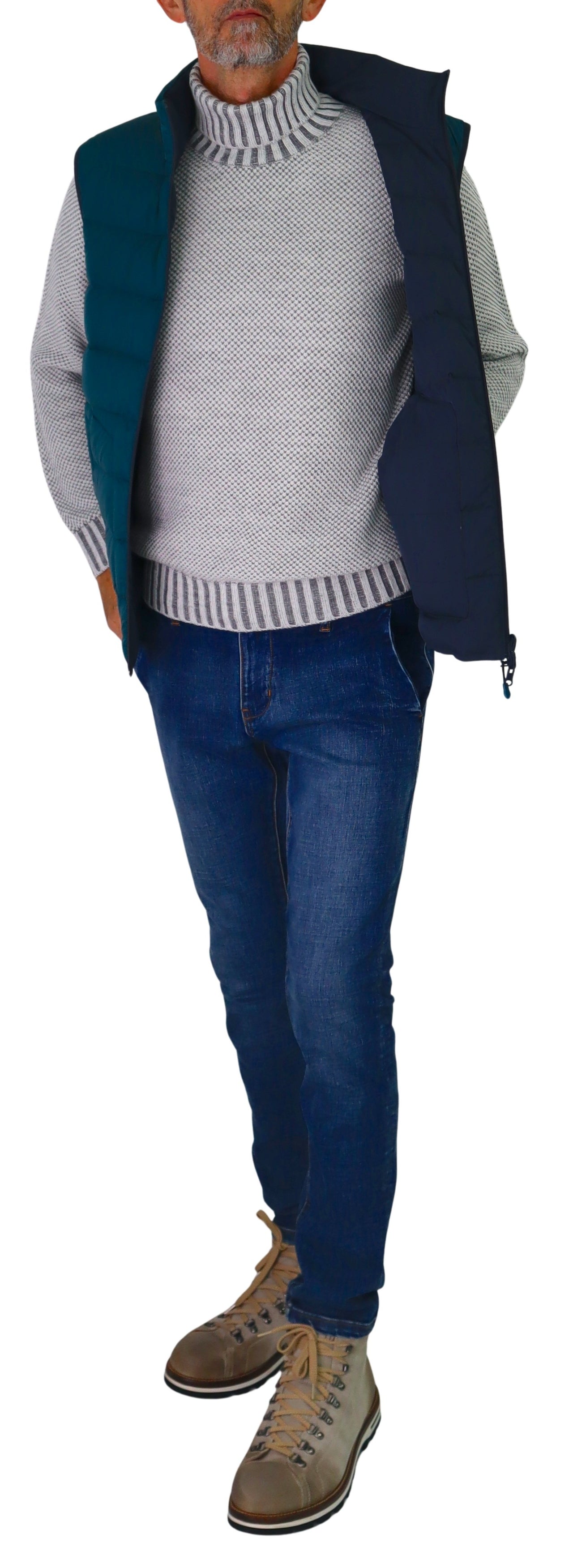 HARMONT&BLAINE gilet uomo smanicato piuma double face K0P176 040332 843 VERDE BLU inverno 2025