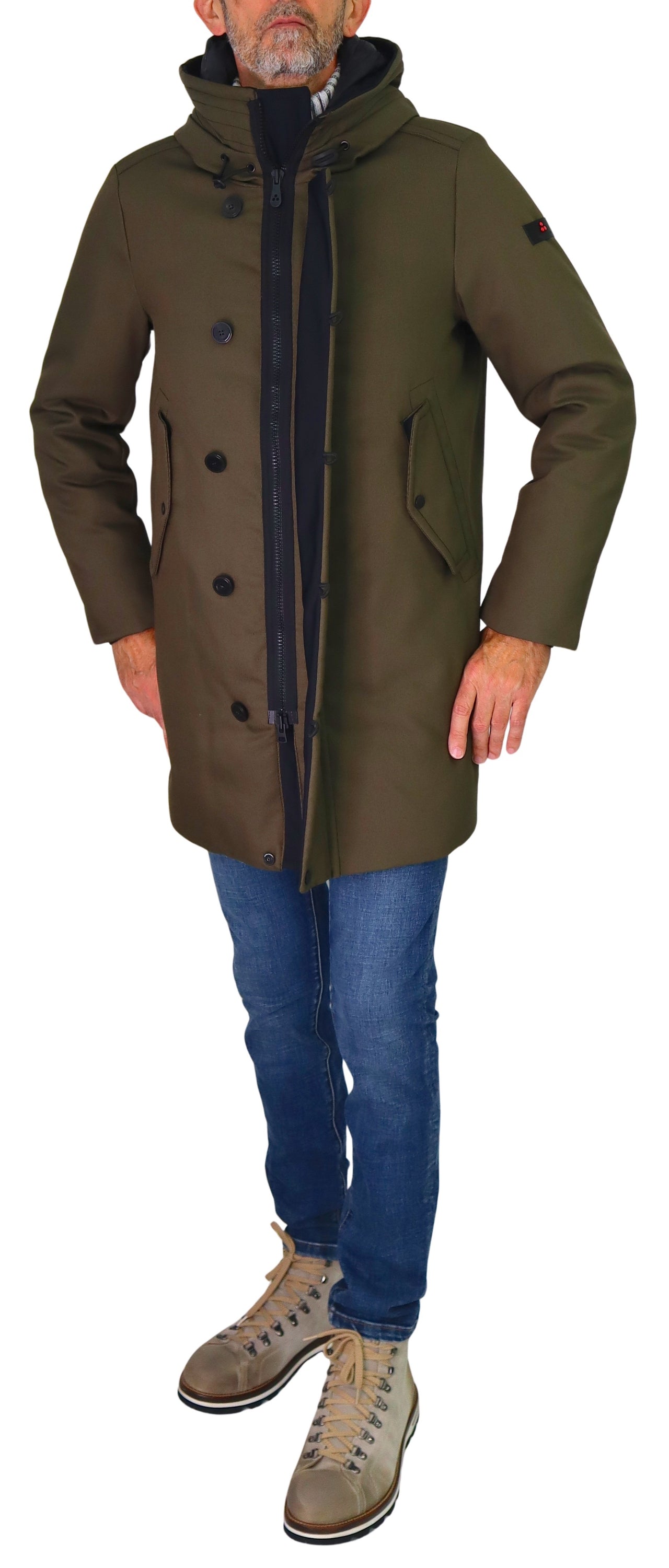PEUTEREY giubbotto uomo parka piuma cappuccio KASA KI 03 PEU485201111871 690 VERDE inverno 2025
