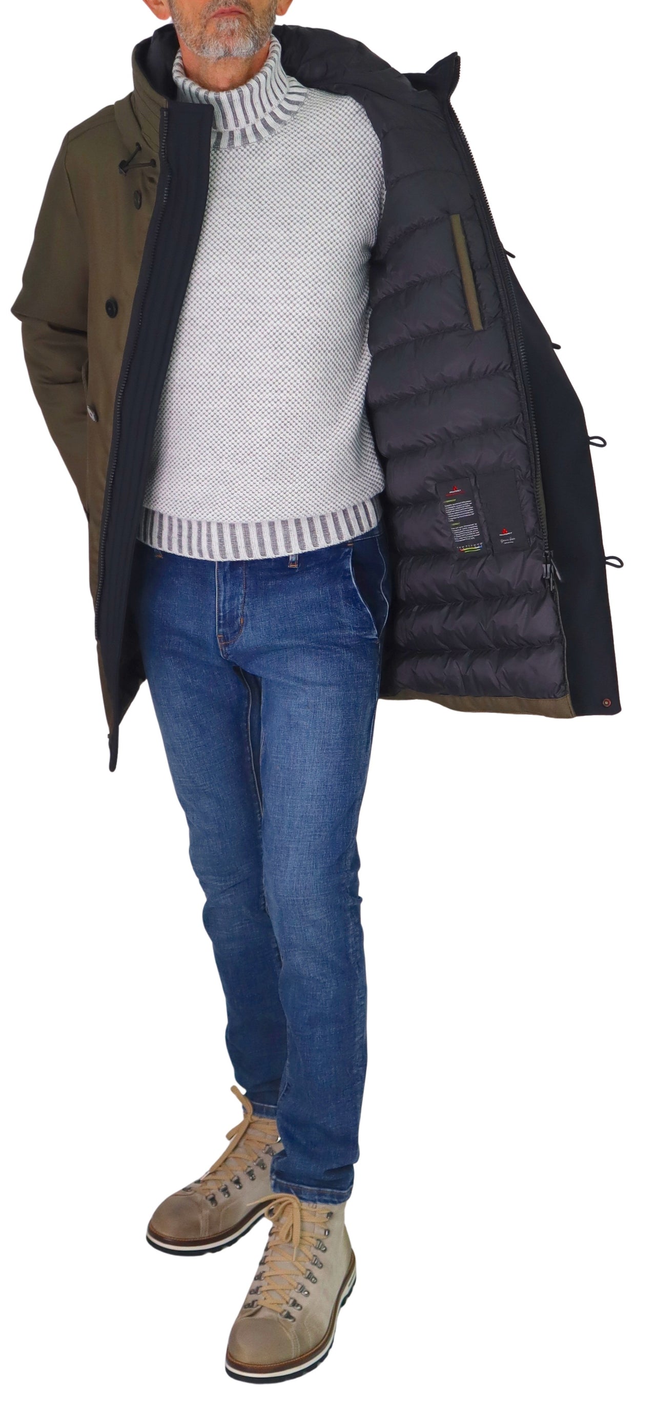 PEUTEREY giubbotto uomo parka piuma cappuccio KASA KI 03 PEU485201111871 690 VERDE inverno 2025