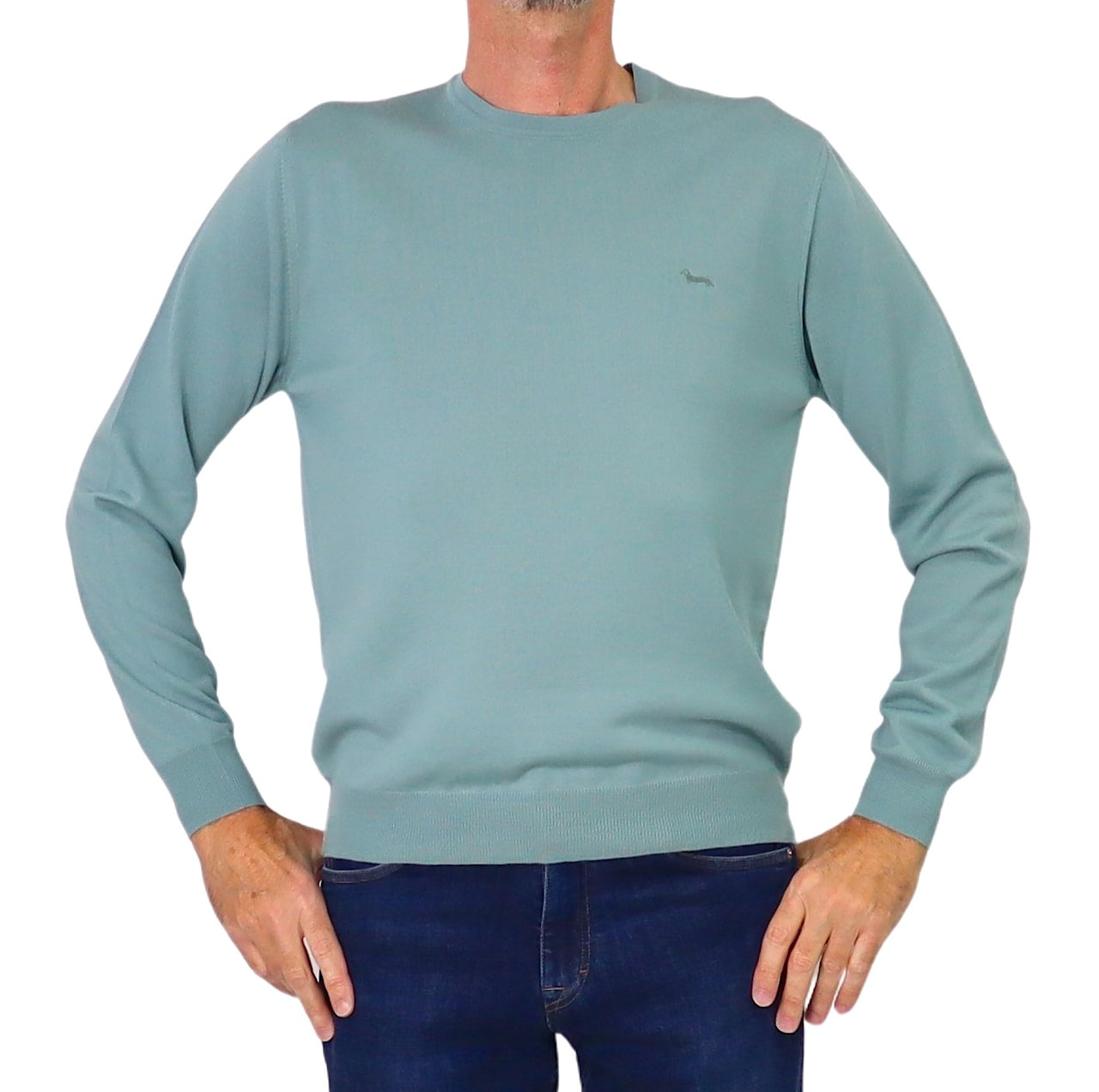 HARMONT&BLAINE maglione uomo lana girocollo HRP001 030478 674 VERDE inverno 2025