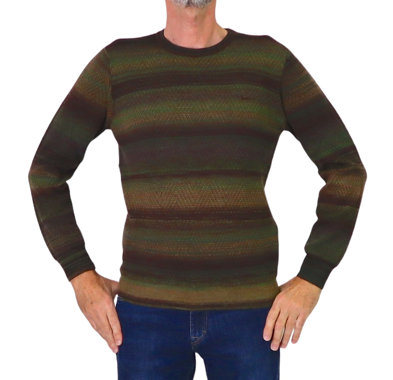 HARMONT&BLAINE maglione uomo lana girocollo HRP847 030277 721 MARRONE VERDE inverno 2025