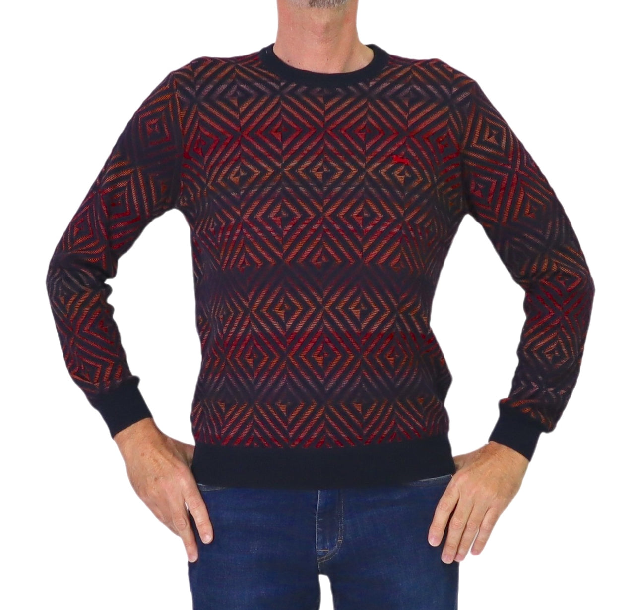 HARMONT&BLAINE maglione uomo lana girocollo HRP846 030277 801 BLU BORDEAUX inverno 2025