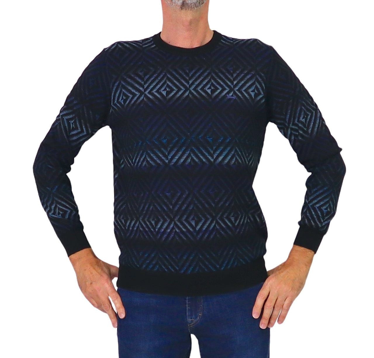 HARMONT&BLAINE maglione uomo lana girocollo HRP846 030277 999 BLU NERO inverno 2025