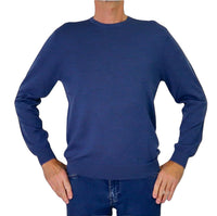 Thumbnail for SHOCKLY maglione uomo girocollo lana PATCH ROUND 3M7462 BLU DENIM inverno 2025