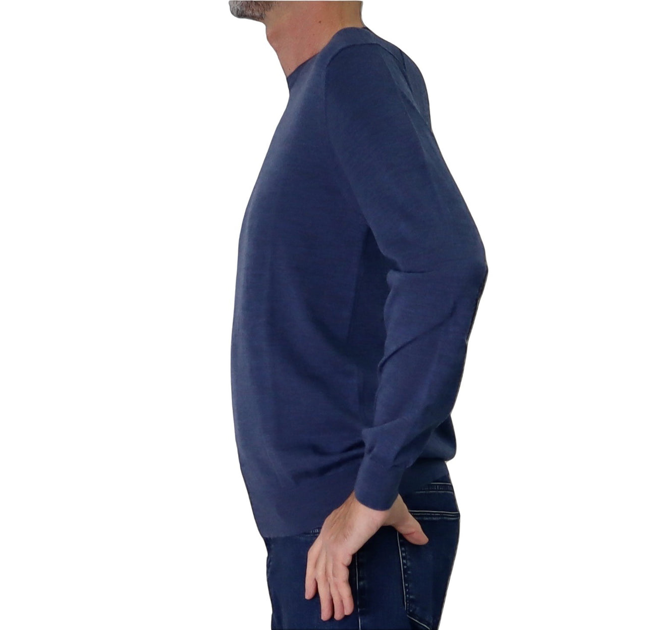 SHOCKLY maglione uomo girocollo lana PATCH ROUND 3M7462 BLU DENIM inverno 2025