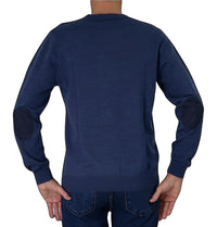 Thumbnail for SHOCKLY maglione uomo girocollo lana PATCH ROUND 3M7462 BLU DENIM inverno 2025