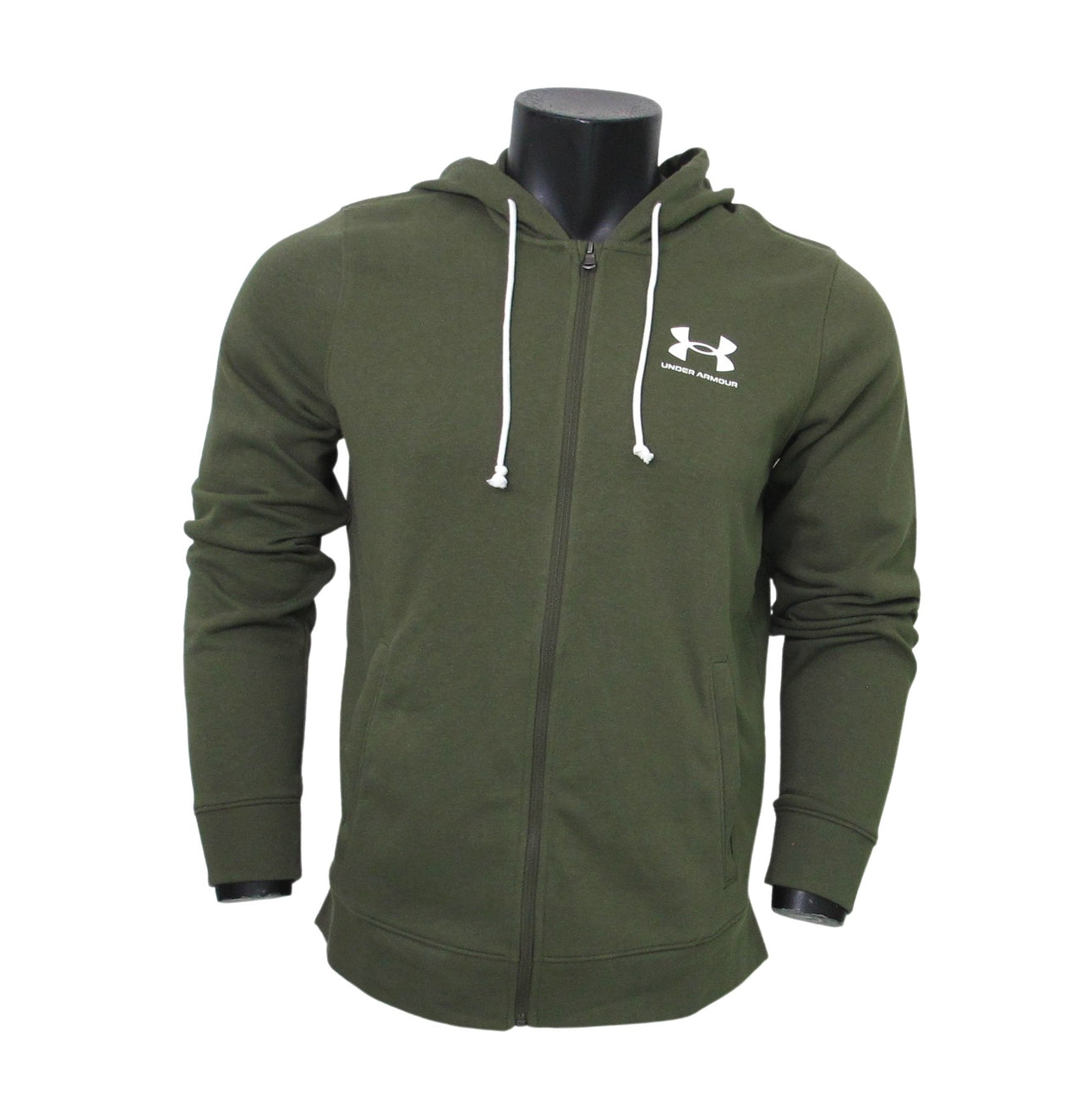 UNDER ARMOUR felpa uomo cotone cappuccio 1370409 390 VERDE MILITARE estate 2023