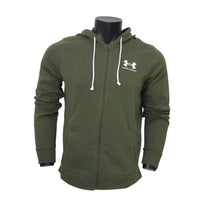 Thumbnail for UNDER ARMOUR felpa uomo cotone cappuccio 1370409 390 VERDE MILITARE estate 2023