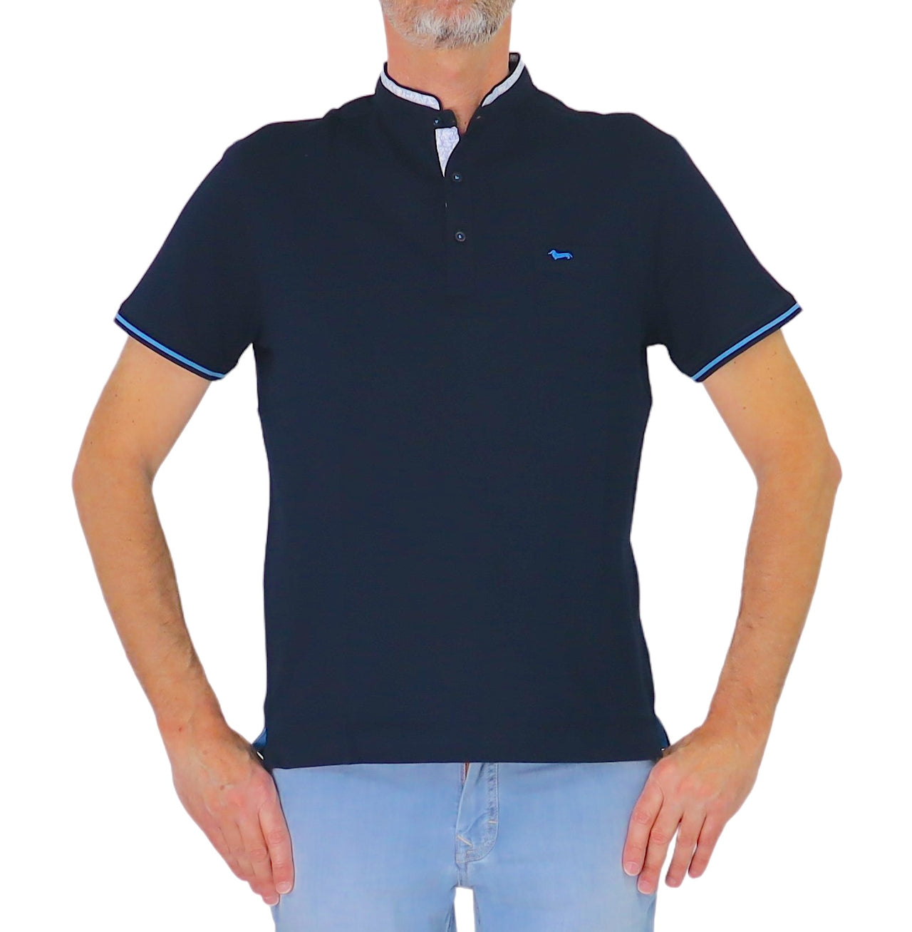 HARMONT&BLAINE polo uomo cotone coreana taschino LRQ429 021148 801 BLU estate 2026