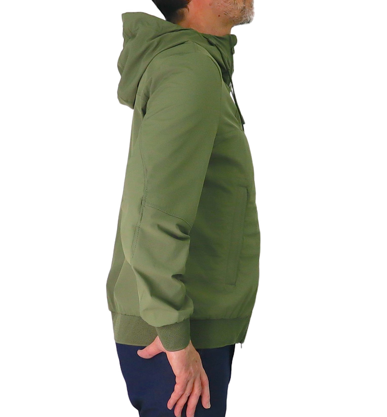 PEUTEREY giubbino uomo cappuccio bomber nylon stretch UYAPO PEU574601192031 471 VERDE estate 2026