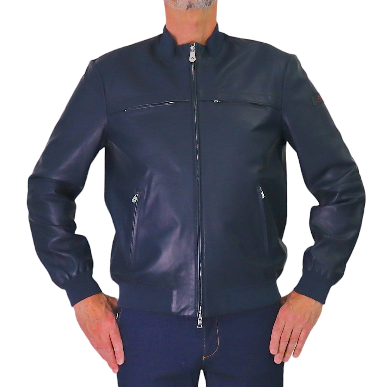 PEUTEREY giubbino uomo bomber pelle SANDS LEATHER PE 07 PEU541199011856 215 BLU estate 2026