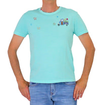 Thumbnail for SHOCKLY t-shirt uomo girocollo stampa ape cotone TS HAND APE 4T3012 VERDE ACQUA estate 2026