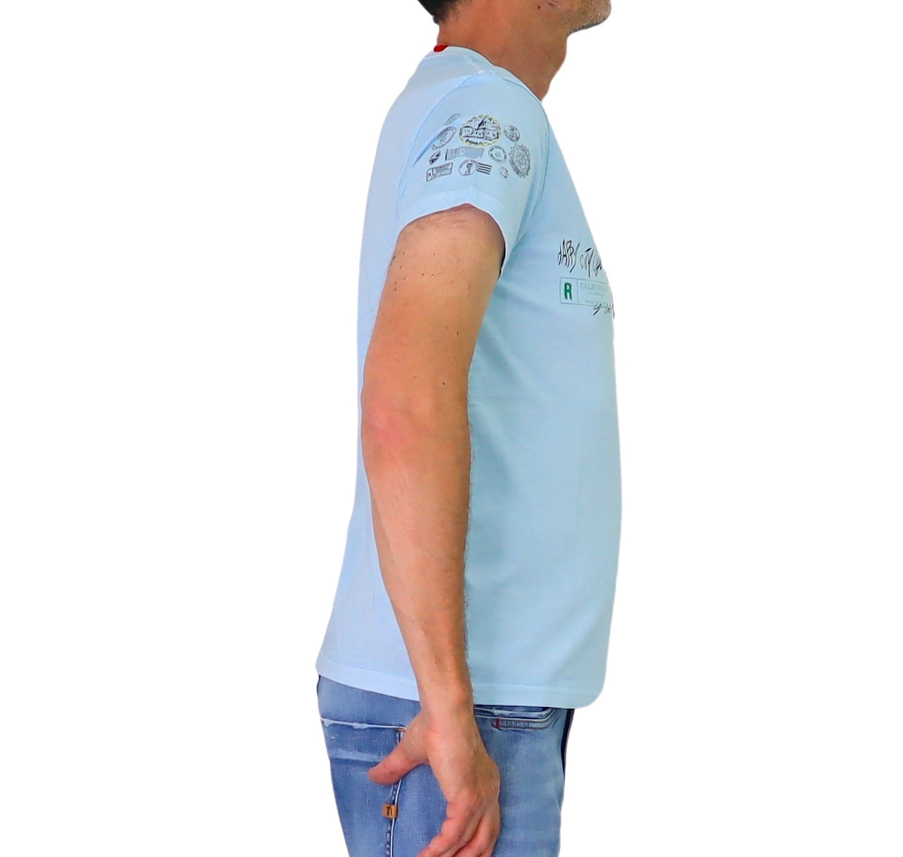 SHOCKLY t-shirt uomo girocollo cotone TS HAND TRAVEL 4T3210 CELESTE estate 2026