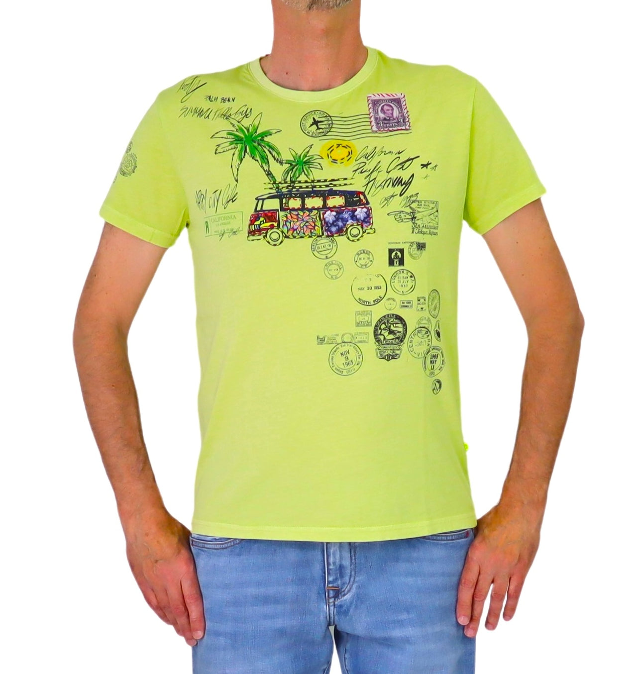 SHOCKLY t-shirt uomo girocollo cotone TS HAND TRAVEL 4T3221 VERDE LIME estate 2026