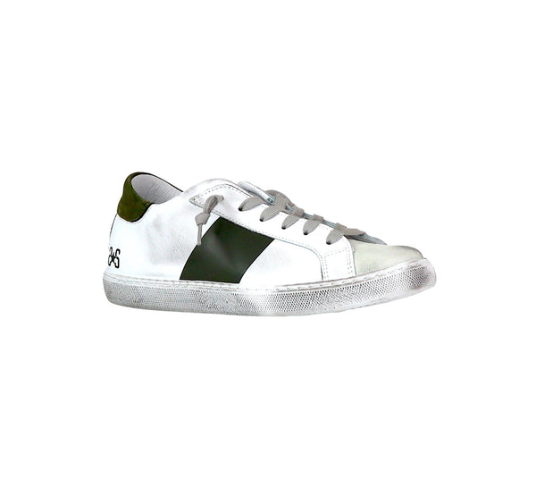 2STAR scarpe sneaker uomo pelle low 2SU4003 035 BIANCO VERDE inverno 2023