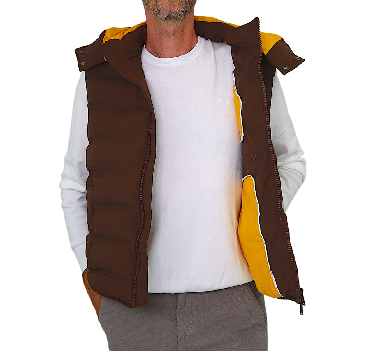 HARMONT&BLAINE gilet uomo smanicato piuma K0K209 040586 725 MARRONE inverno 2023