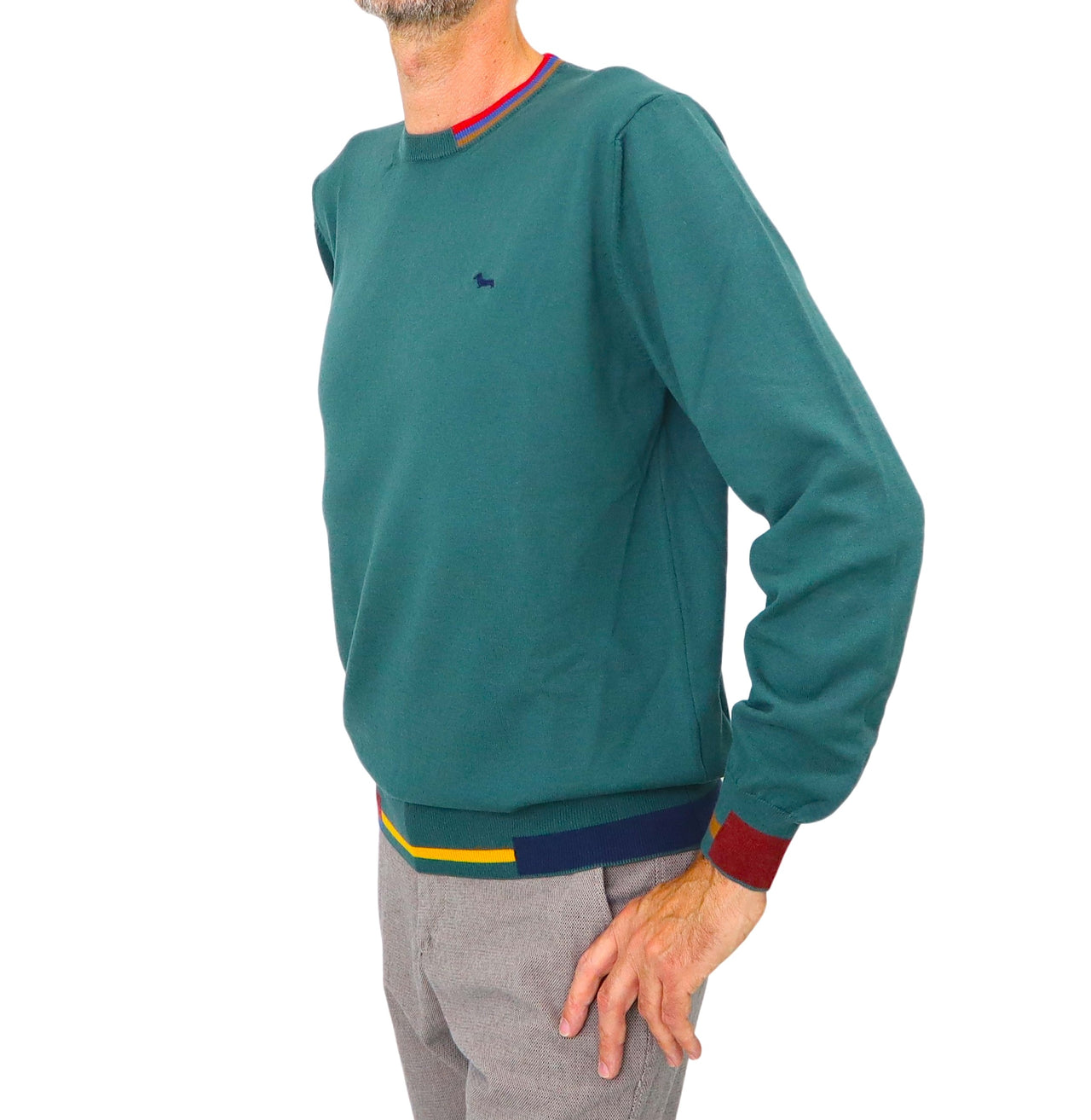HARMONT&BLAINE maglione uomo girocollo HRK599 030788 642 VERDE inverno 2023