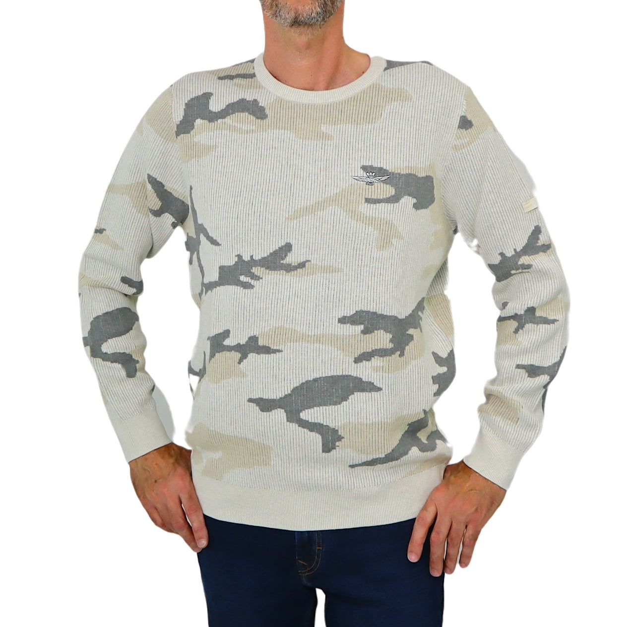 AERONAUTICA MILITARE maglione uomo cotone 232MA1475L513 94409 BEIGE inverno 2023