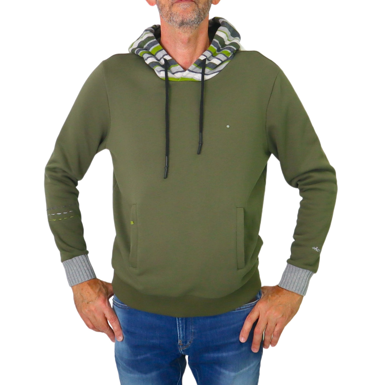SHOCKLY felpa uomo cotone cappuccio F MADRID HOOD 7F1807 VERDE inverno 2023