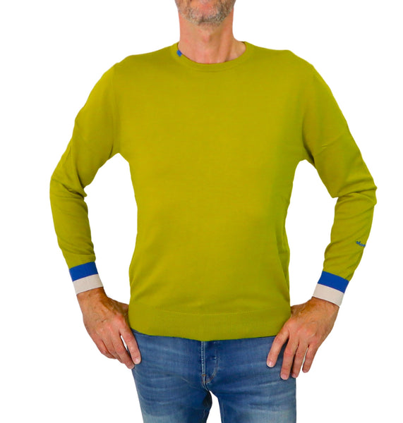 SHOCKLY maglione uomo scollo giro cotone LIVIGNO ROUND 7M5320 VERDE inverno 2023
