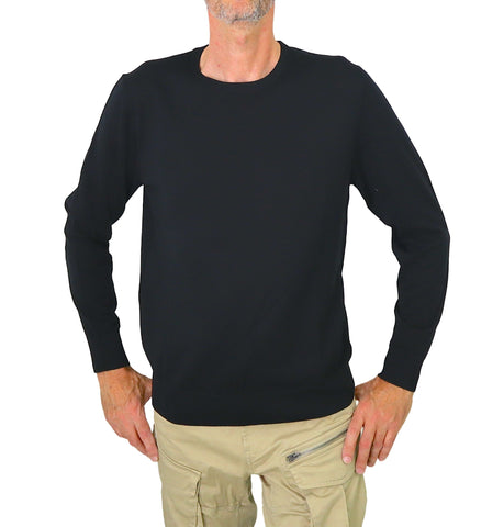 SHOCKLY maglione uomo girocollo lana PATCH ROUND 7M7484 NERO inverno 2023