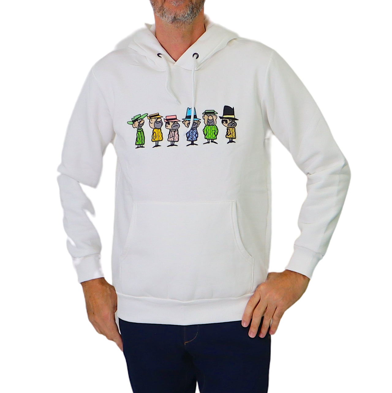 EQUIPE 55 felpa uomo cotone cappuccio HOE 122 WANTED BIANCO inverno 2023