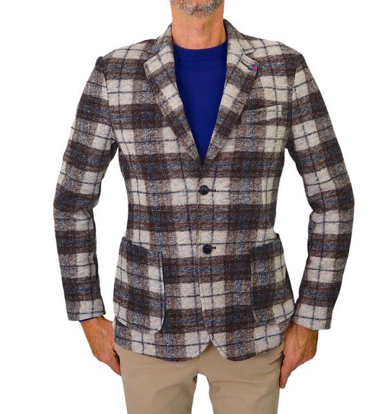 DISTRETTO 12 giacca uomo lana check JACKET KLAD GA1104 001 NATURALE inverno 2023